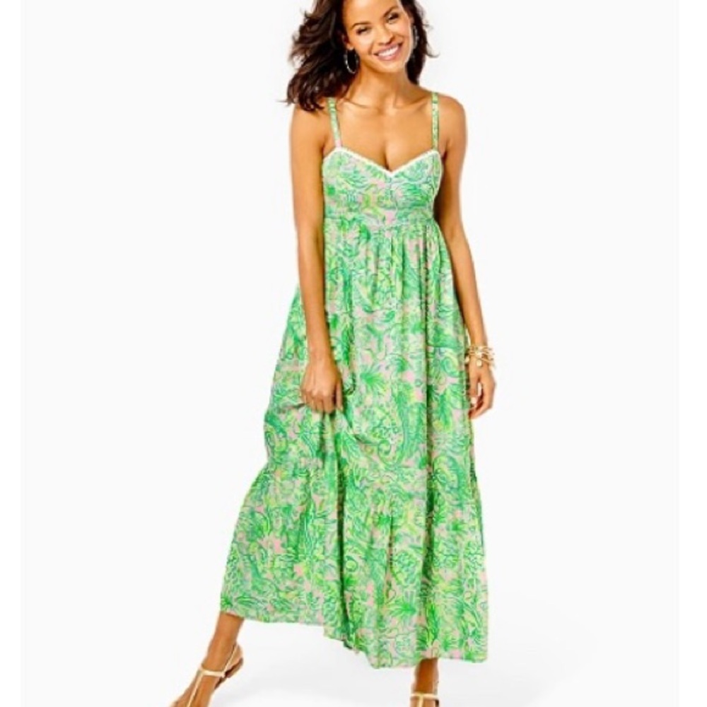 Lilly Pulitzer Hiedi Cotton Maxi Dress EUC Size 10